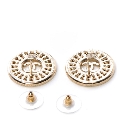 Chanel Pearl Crystal CC Earrings Light Gold 3 of 6