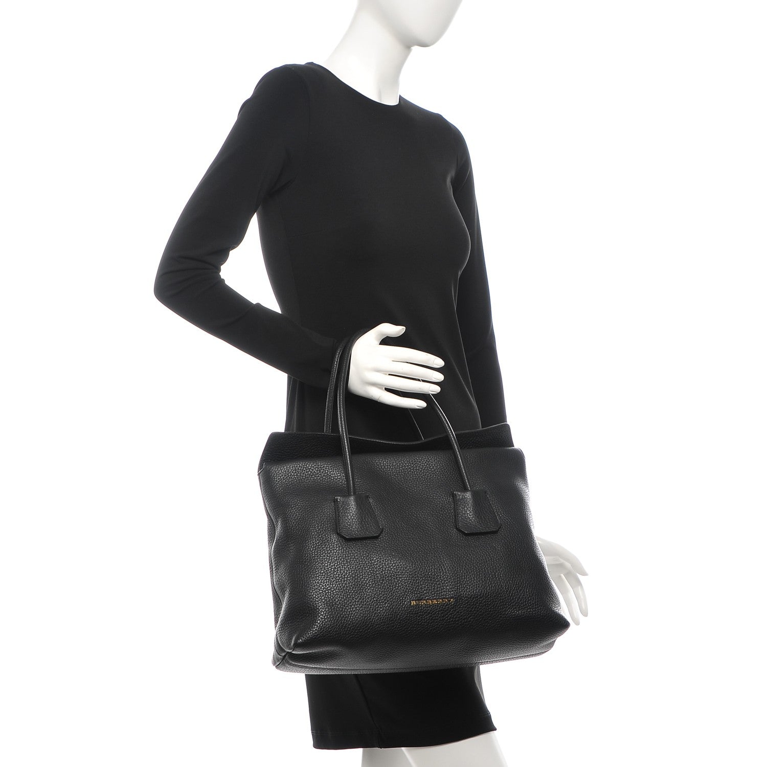 Burberry London Grainy Calfskin Medium Baynard Tote Black 2 of 8