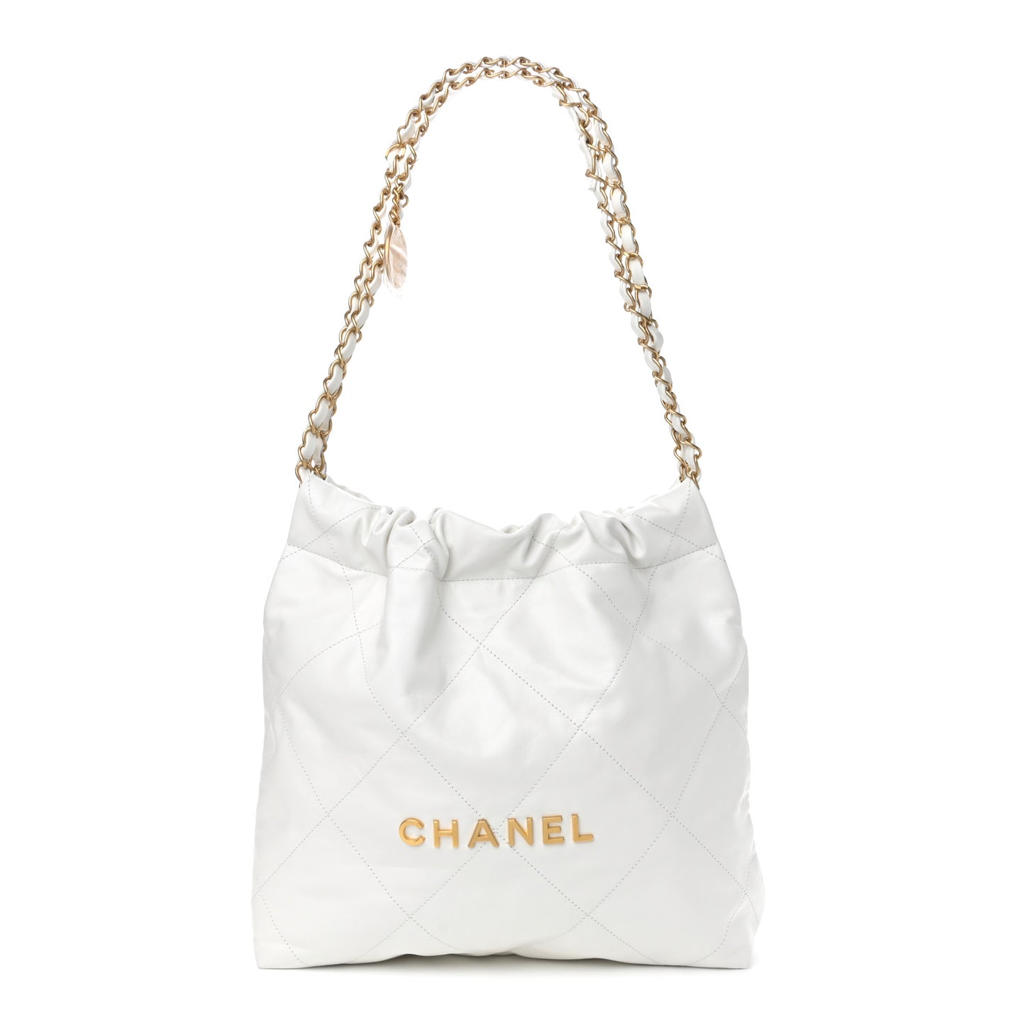 Shiny Calfskin Quilted Small Chanel 22 White
