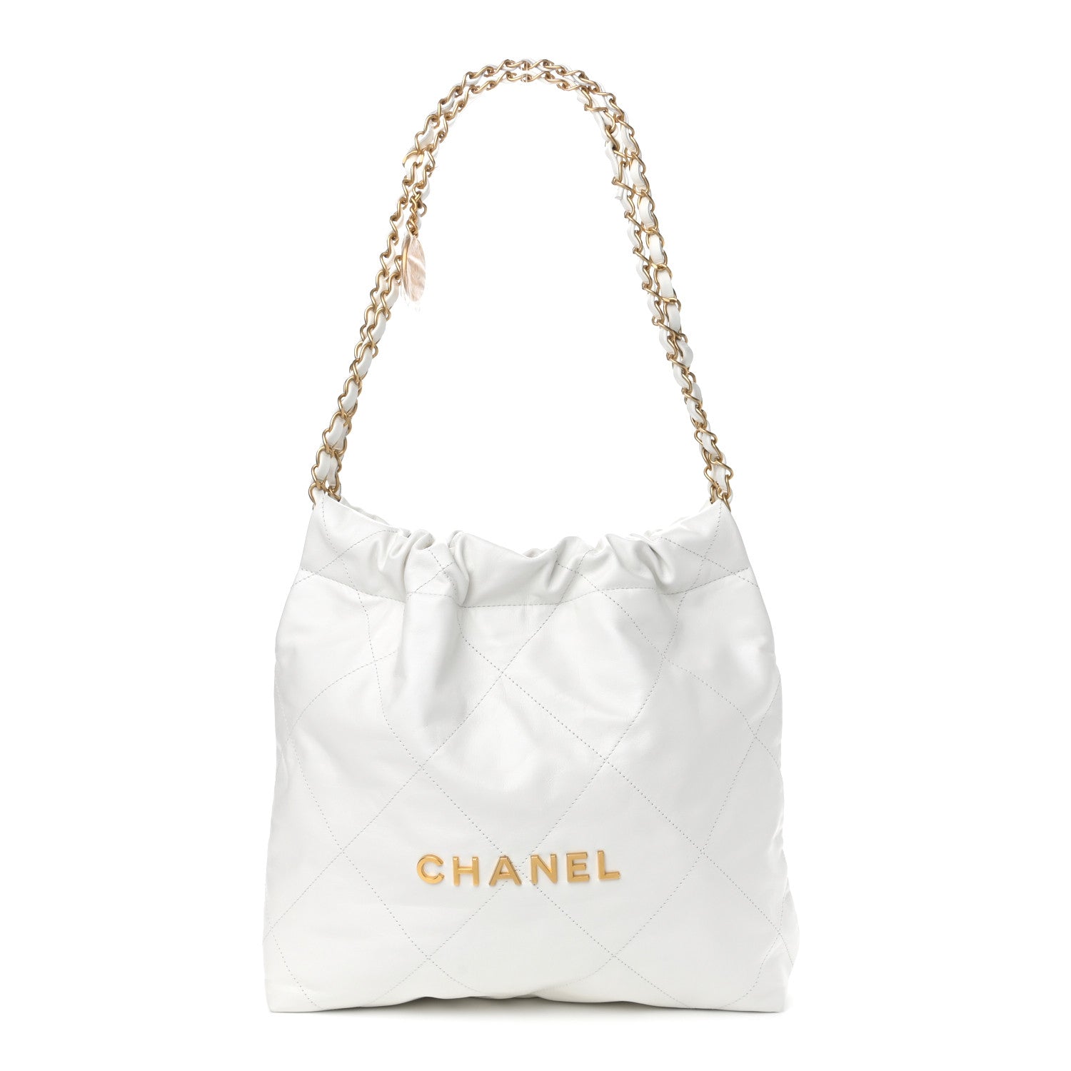 Chanel Shiny Calfskin Quilted Small Chanel 22 White 1 of 12