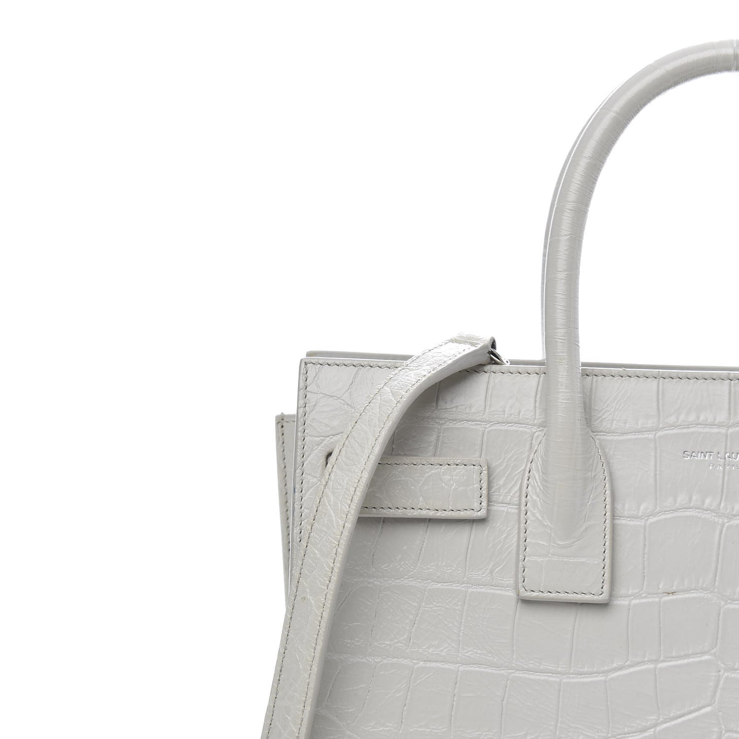 Calfskin Crocodile Embossed Baby Sac De Jour Gris Perle