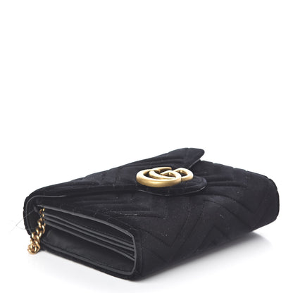 Gucci Velvet Matelasse GG Marmont Chain Wallet Black 4 of 9
