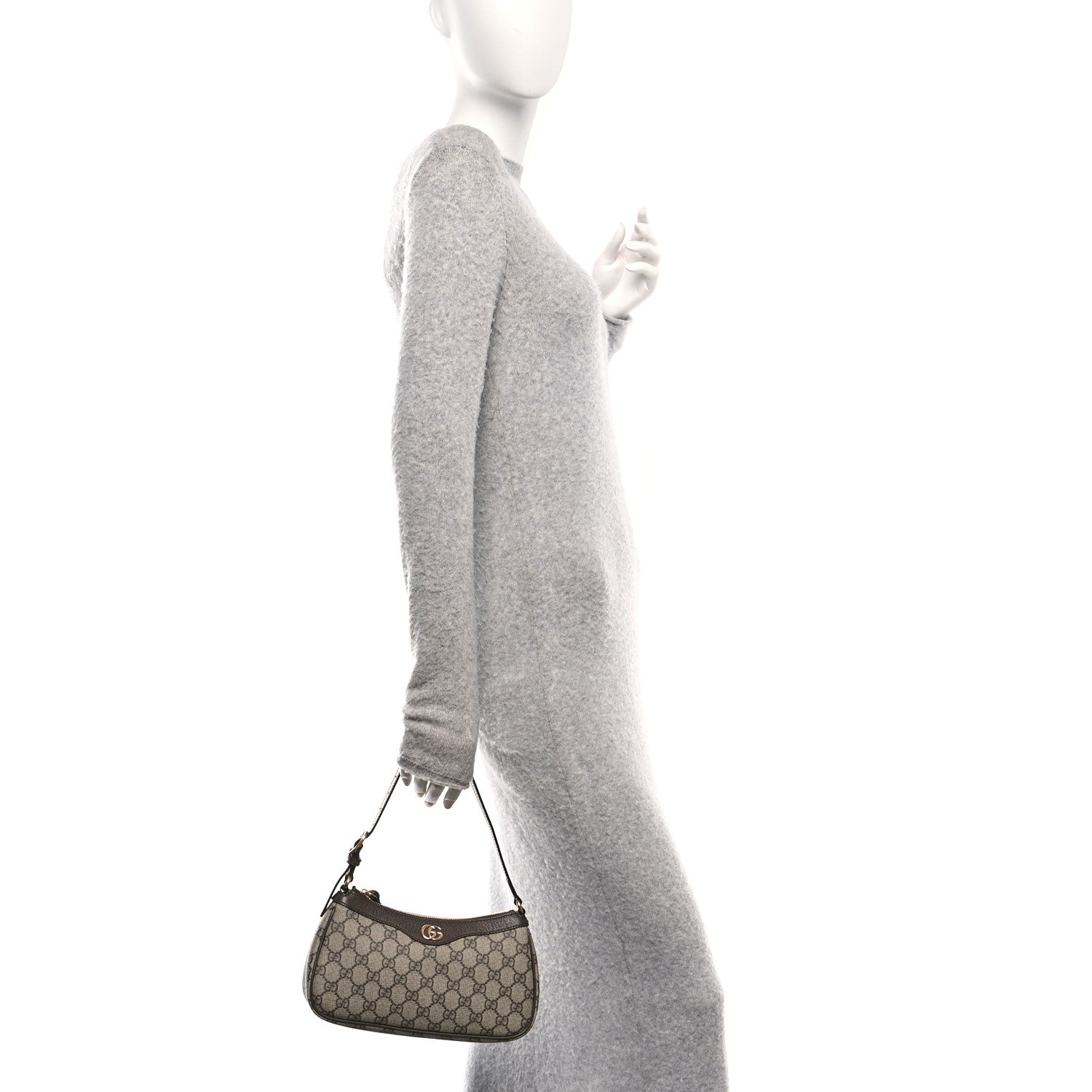 Gucci GG Supreme Monogram Textured Dollar Calfskin Small Ophidia Hobo Beige Ebony New Acero 2 of 10