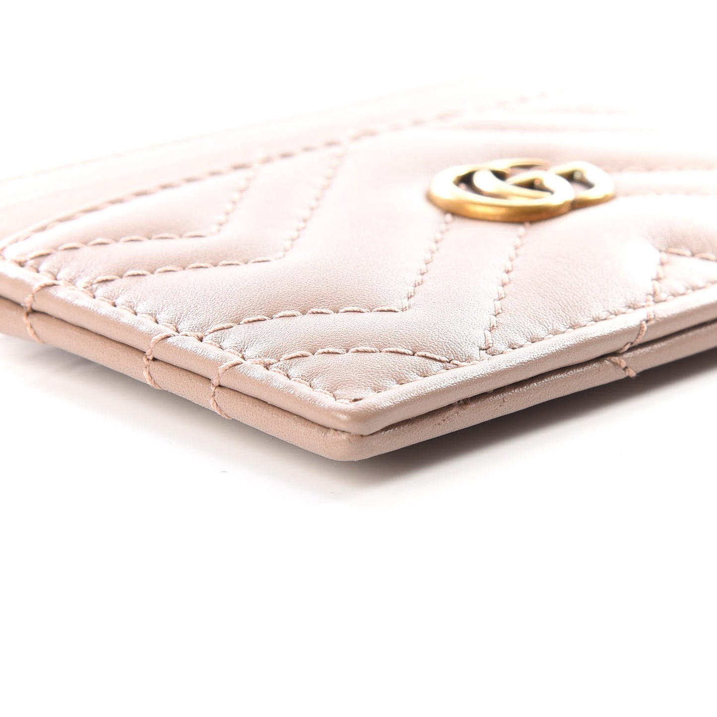Calfskin Matelasse GG Marmont Card Holder Porcelain Rose