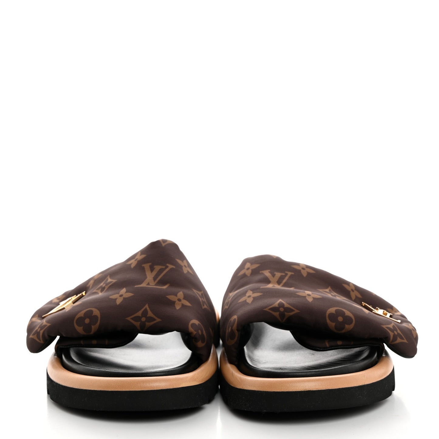Nylon Monogram LV Pool Pillow Flat Comfort Mule Cacao Brown