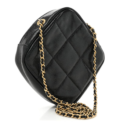 Chanel Caviar Quilted Diamond Clutch With Chain Black 3 of 9