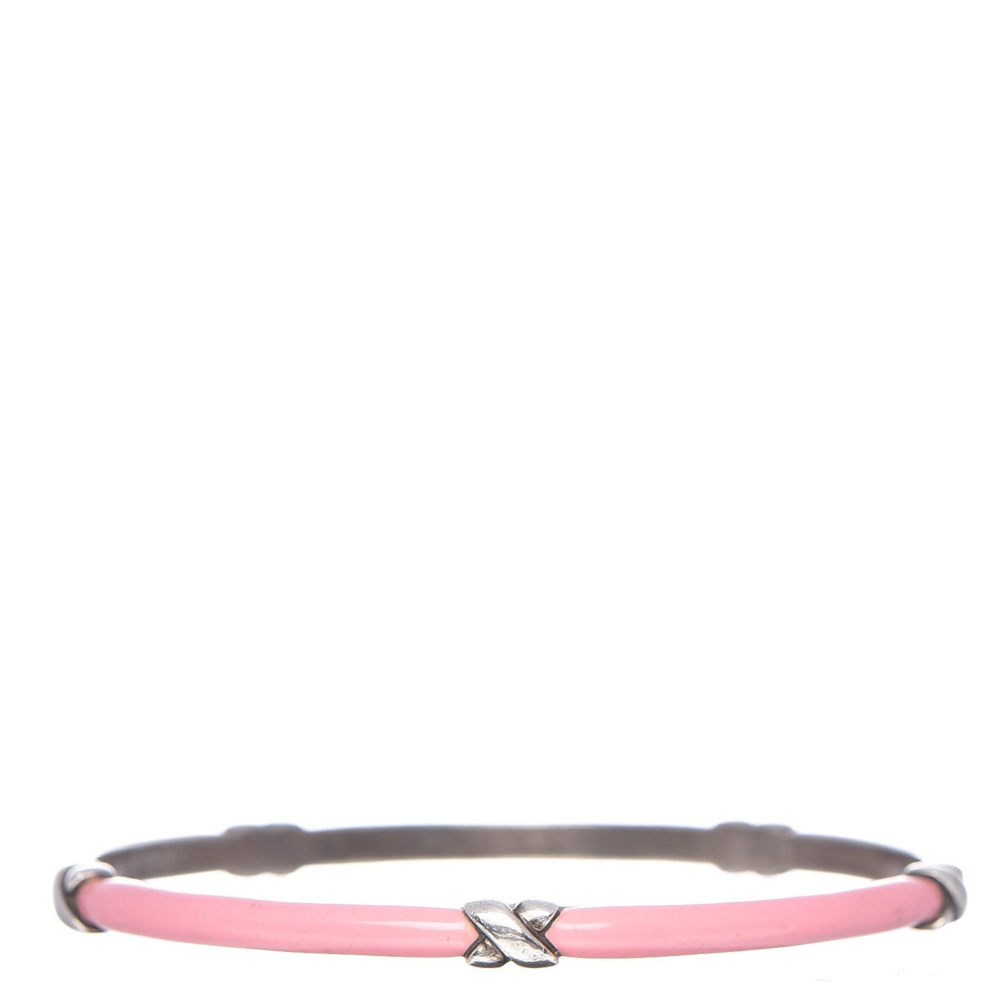 Enamel Sterling Silver Signature X Bangle Bracelet Pink