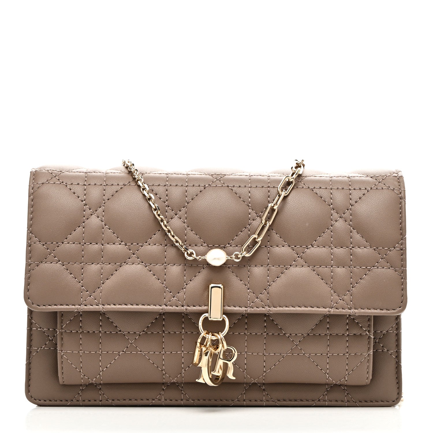 Christian Dior Lambskin Cannage Chain My Dior Daily Chain Pouch Warm Taupe 1 of 10
