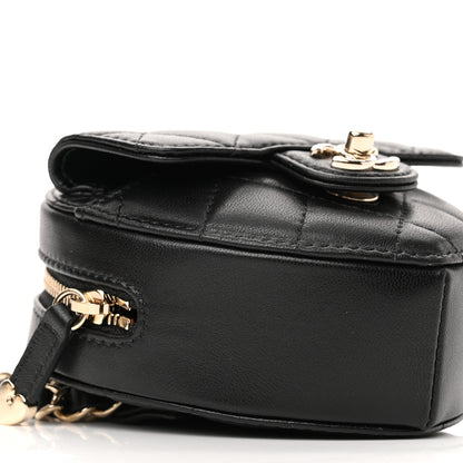 Chanel Lambskin Quilted CC In Love Heart Waist Belt Bag With Chain Black 9 of 11