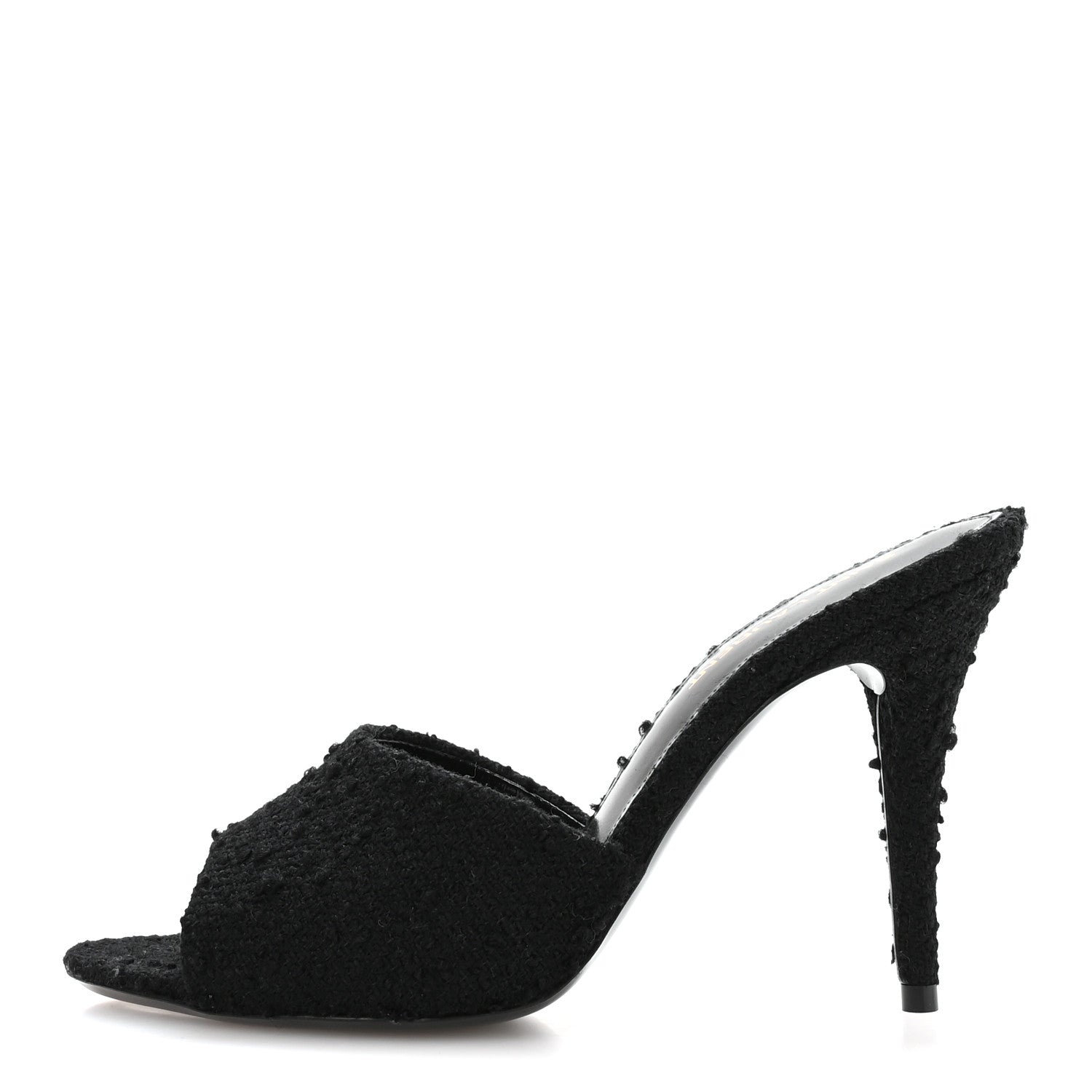 Saint Laurent Boucle Tweed La 16 95 Mule Sandals 37 Black 1 of 9
