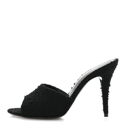 Saint Laurent Boucle Tweed La 16 95 Mule Sandals 37 Black 1 of 9