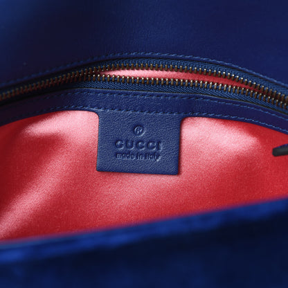Gucci Velvet Matelasse Small GG Marmont Shoulder Bag Cobalt Blue 7 of 11