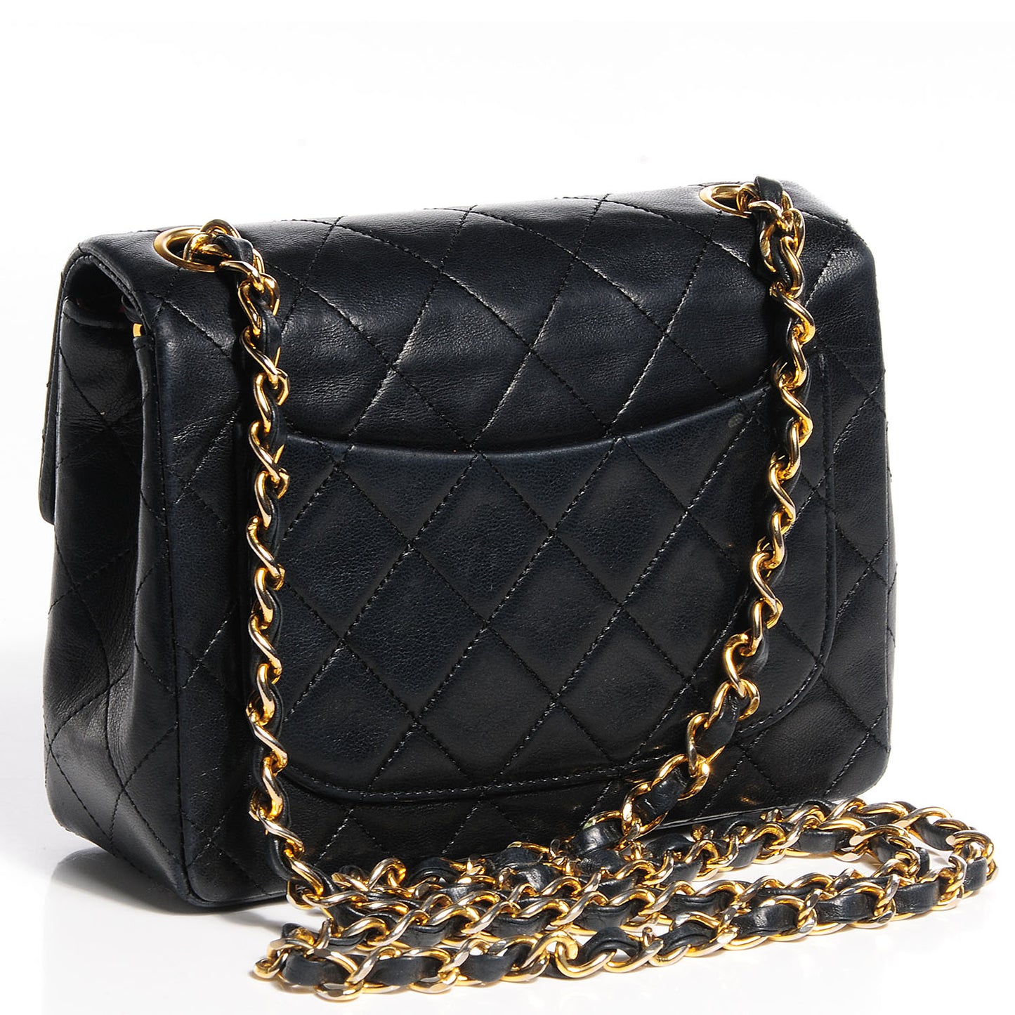 Lambskin Quilted Mini Square Flap Black