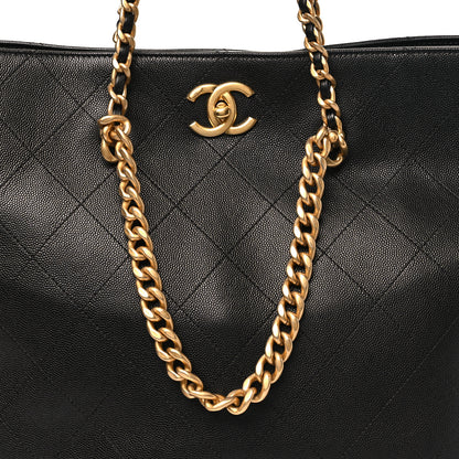 Chanel Shiny Caviar Stitched Softly Quilted Tote Black 8 of 11