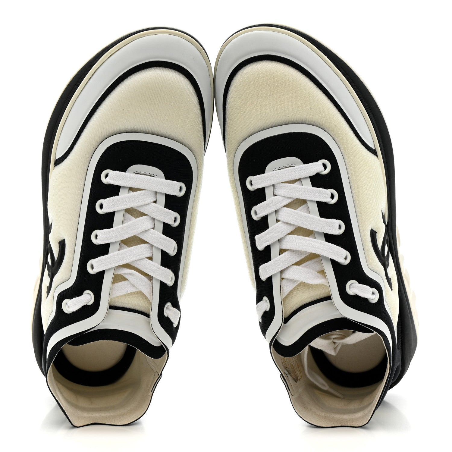 Chanel Lycra Womens CC Sneakers 39.5 White Black 2 of 9