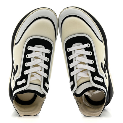 Chanel Lycra Womens CC Sneakers 39.5 White Black 2 of 9