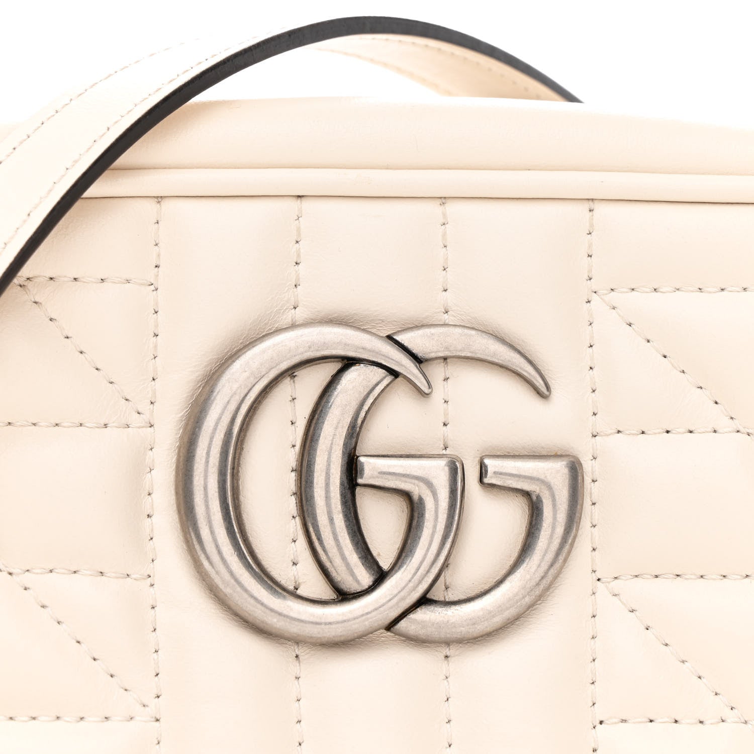 Gucci Calfskin Matelasse Aria Small GG Marmont Chain Shoulder Bag Mystic White 8 of 13
