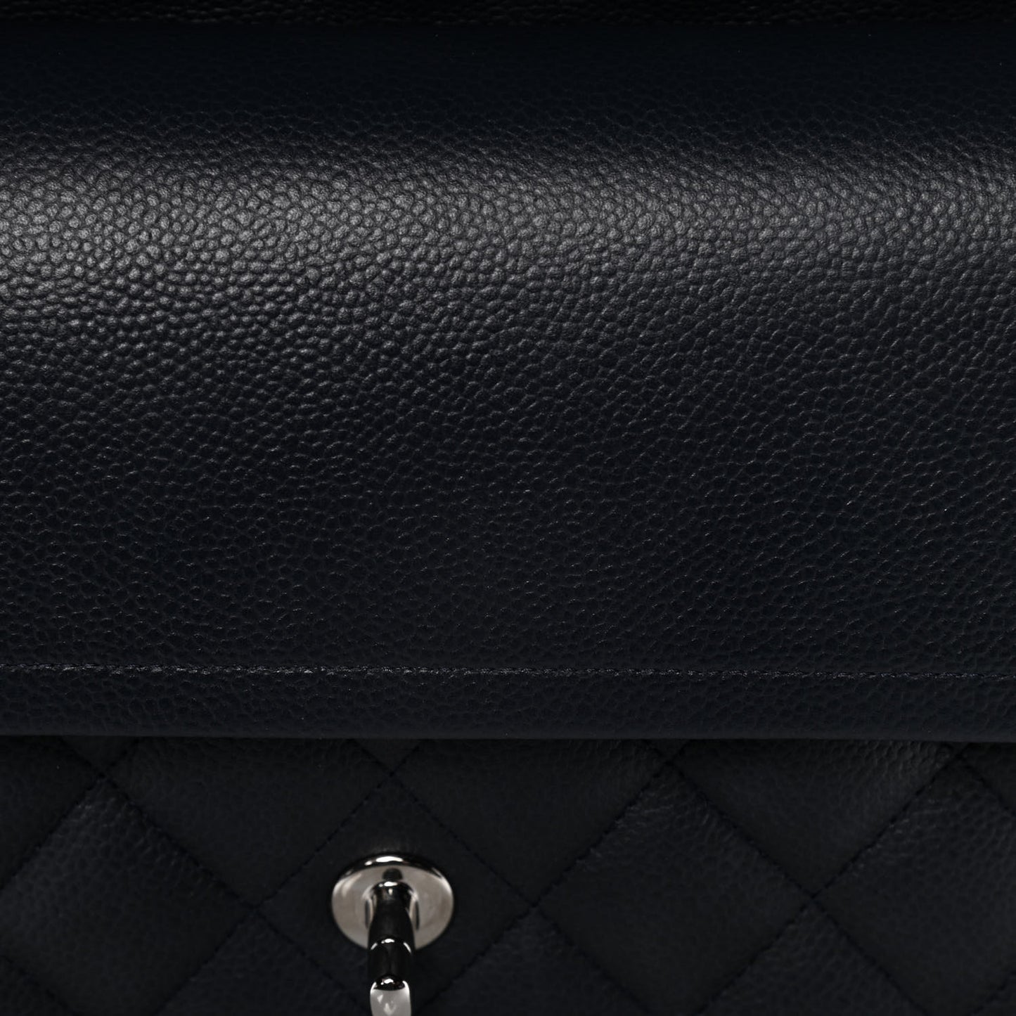 Caviar Quilted Jumbo Double Flap Navy Blue