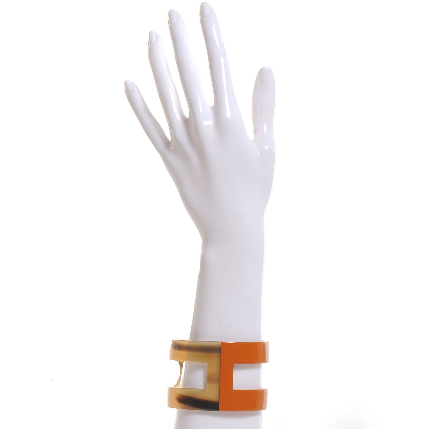 Hermes Buffalo Horn Lacquer Ano H Cuff Orange 2 of 5