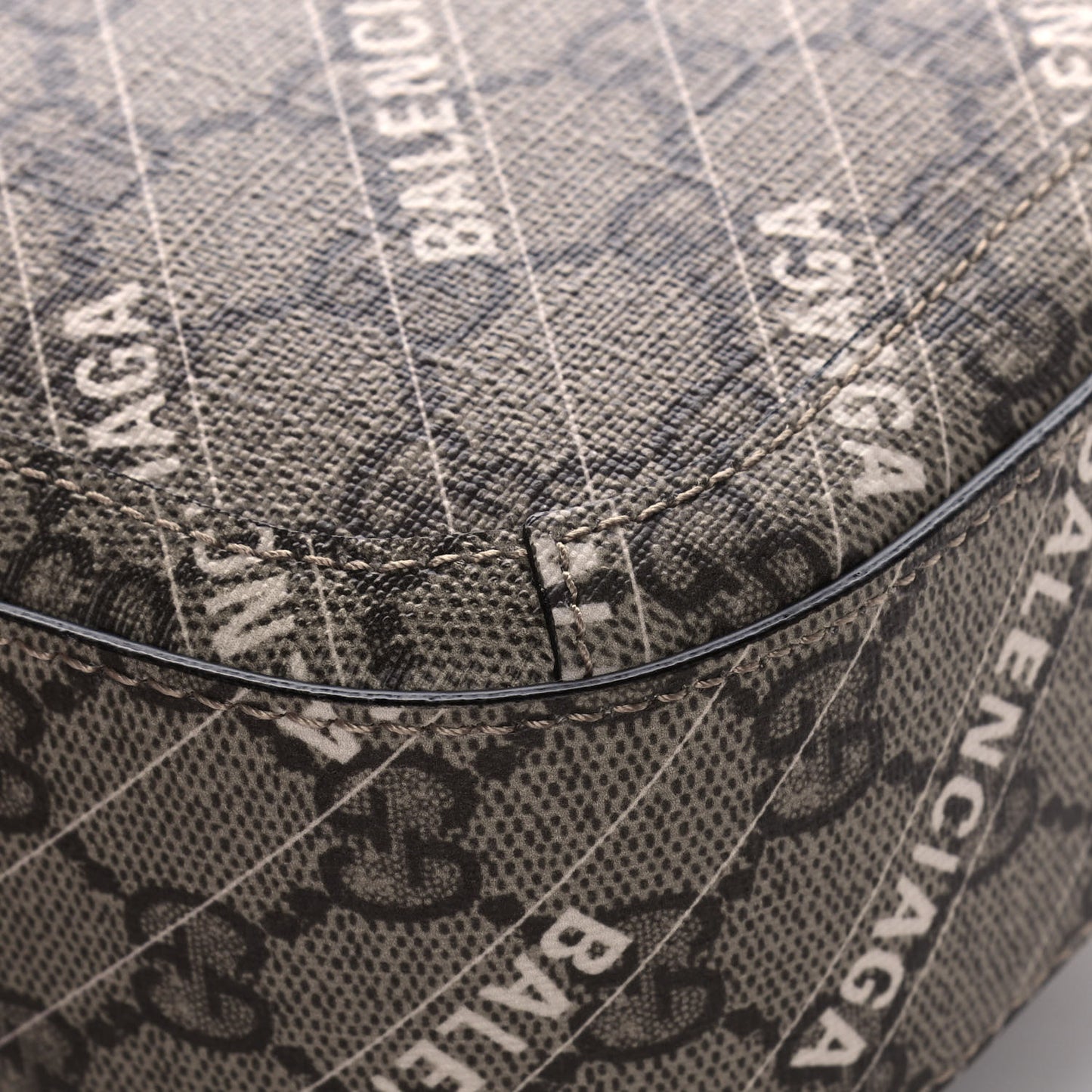 X BALENCIAGA GG Supreme Monogram Web Logo Print Mini Horsebit 1955 Shoulder Bag Beige Ebony