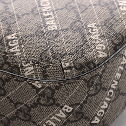 Gucci X BALENCIAGA GG Supreme Monogram Web Logo Print Mini Horsebit 1955 Shoulder Bag Beige Ebony 16 of 16