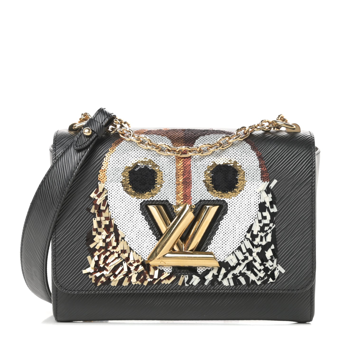 Epi Sequins Twist Shoulder Bag MM Black