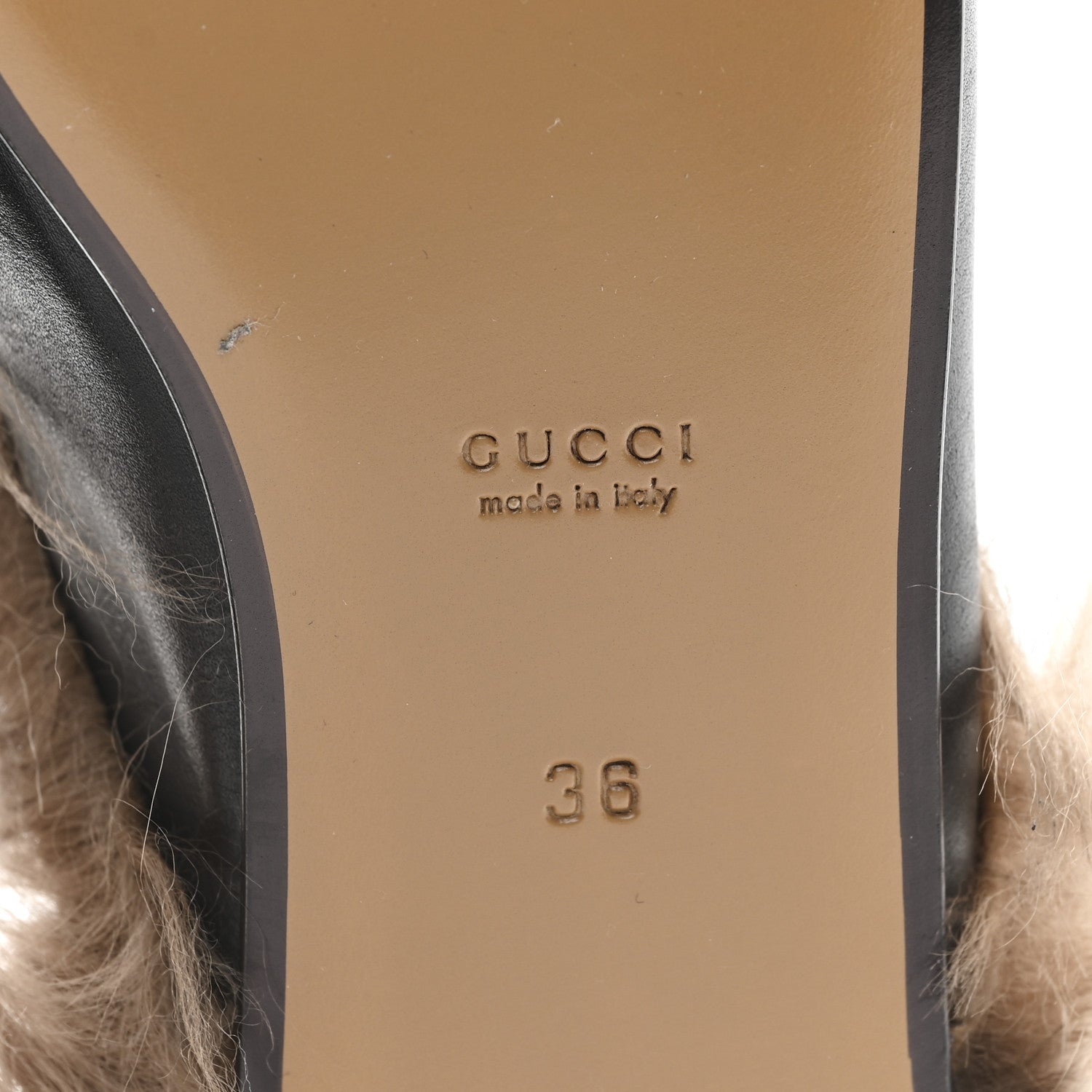 Gucci Calfskin Fur Womens Princetown Slippers 36 Black 7 of 9