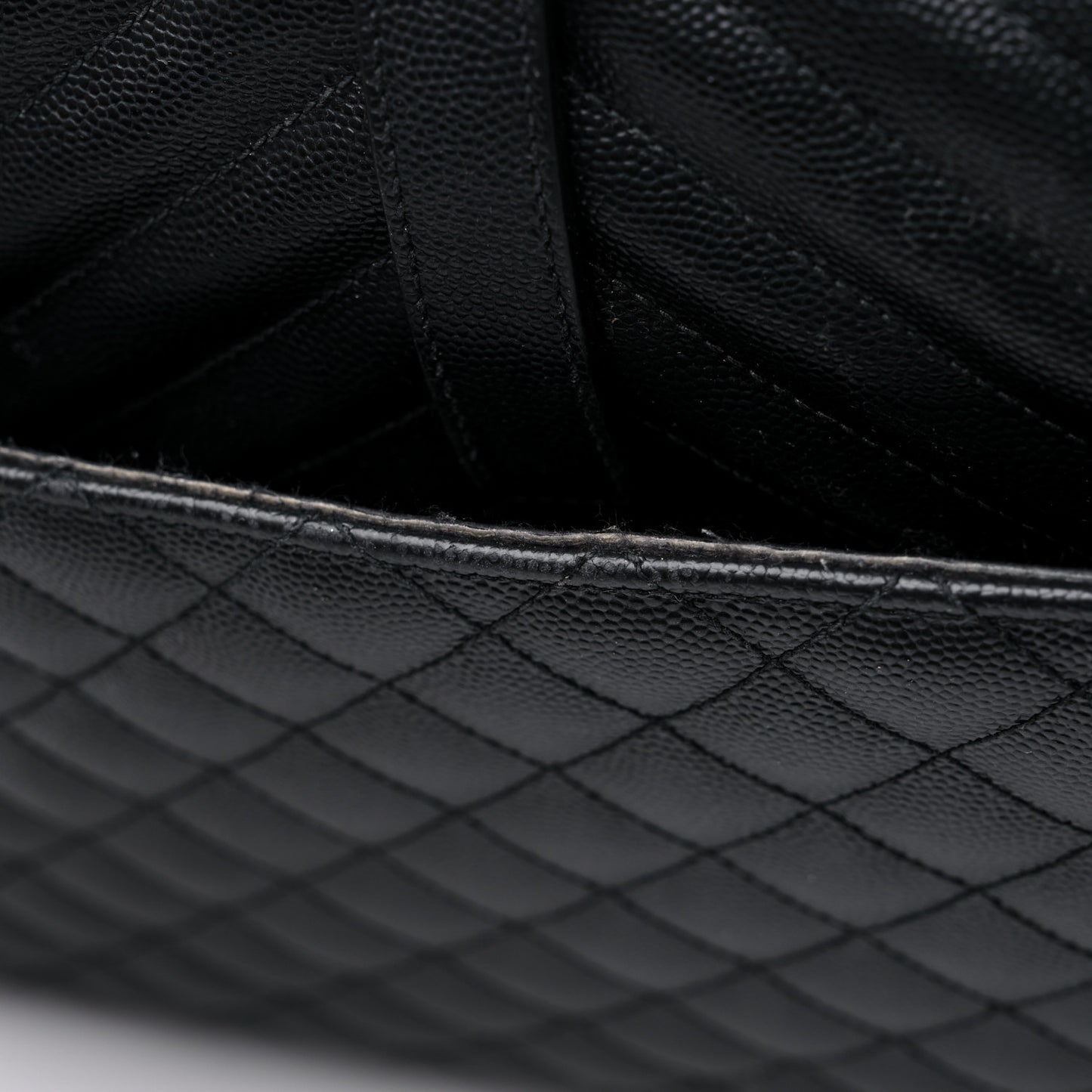 Grain De Poudre Textured Mixed Matelasse Large Triquilt Monogram Satchel Black