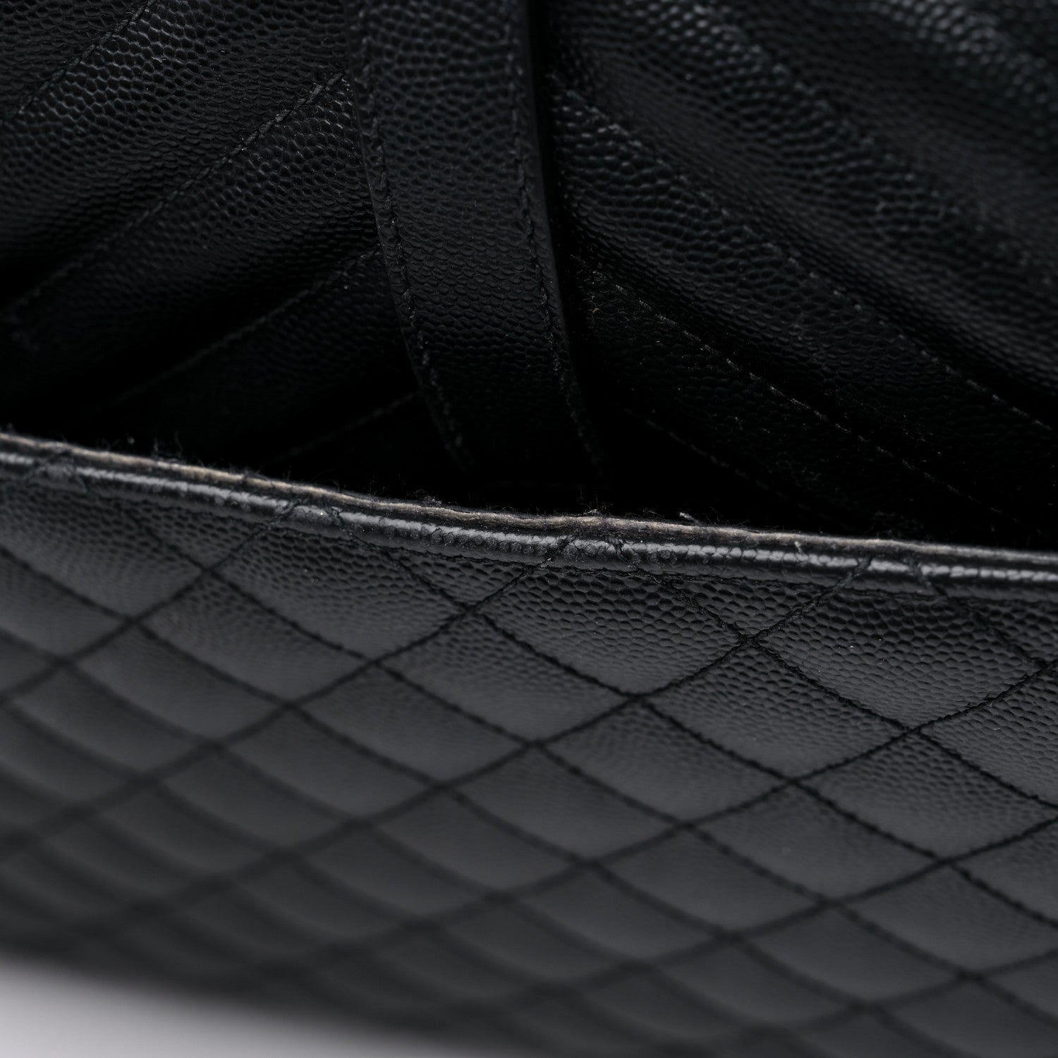 Saint Laurent Grain De Poudre Textured Mixed Matelasse Large Triquilt Monogram Satchel Black 16 of 19
