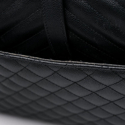 Saint Laurent Grain De Poudre Textured Mixed Matelasse Large Triquilt Monogram Satchel Black 16 of 19