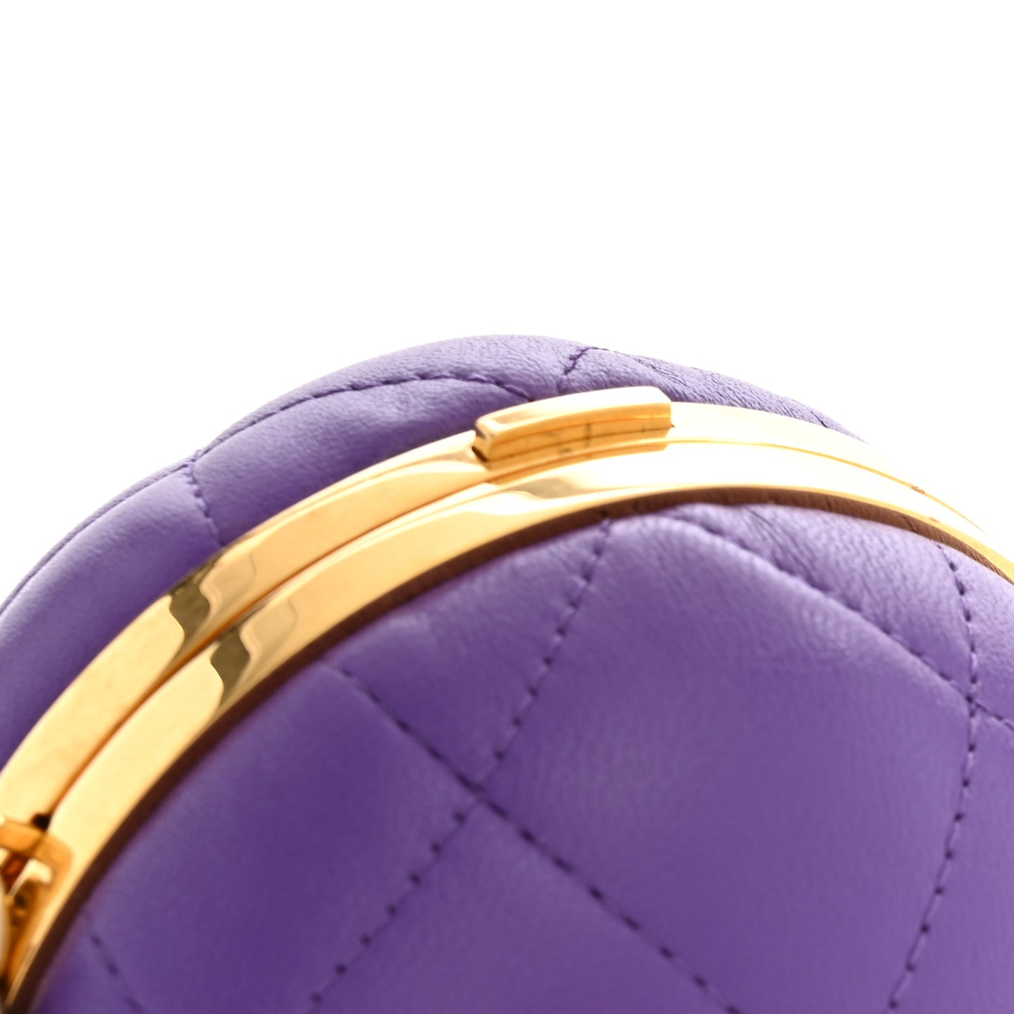 Lambskin Quilted Sphere Minaudiere Chain Clutch Purple