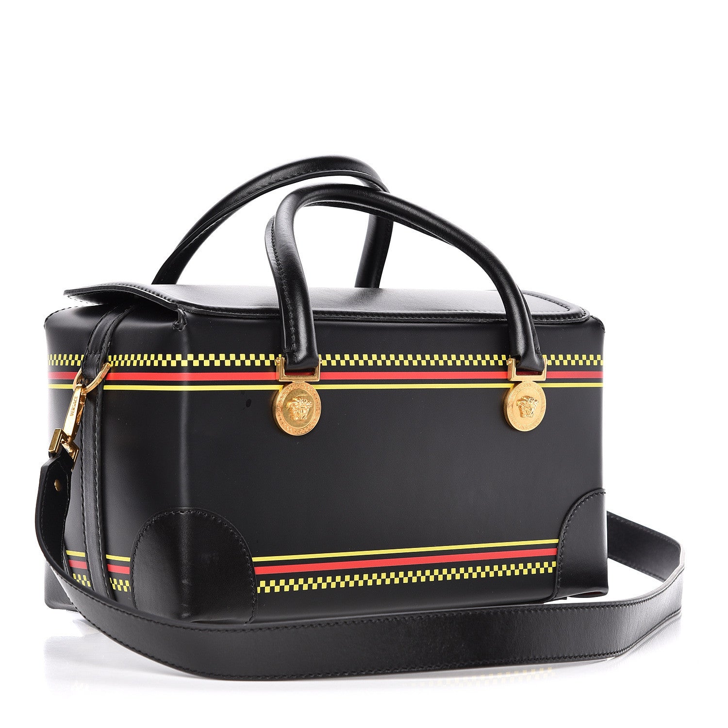 Versace Vitello 90's Vintage Logo Bag Black 3 of 15