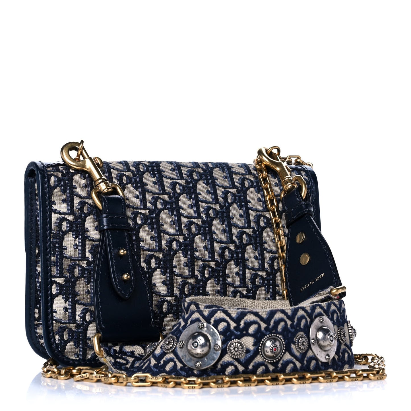 Oblique DiorAddict Flap Bag Navy Blue