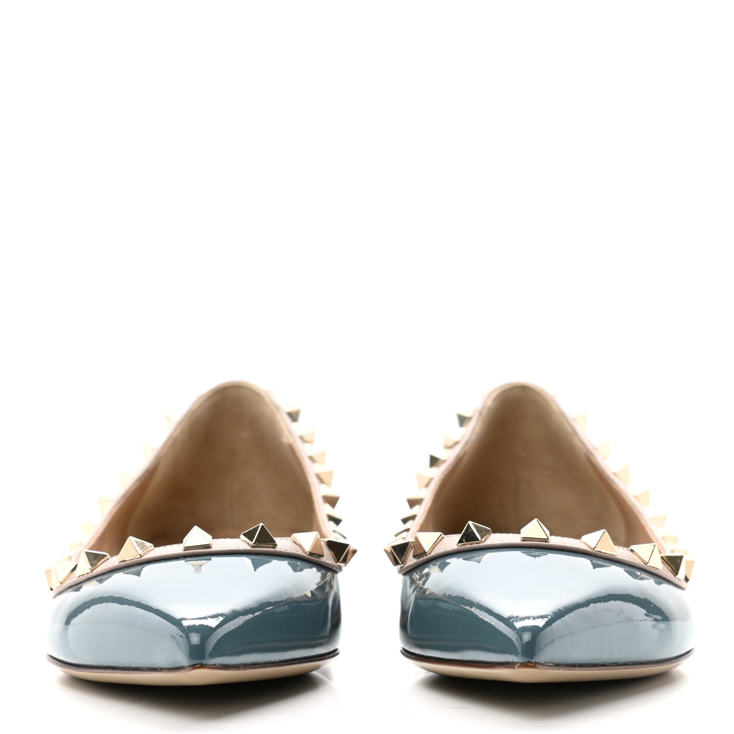 Valentino Garavani Patent Calfskin Rockstud Ballerina Flats 36.5 Amadeus Poudre 2 of 9