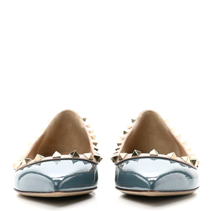 Valentino Garavani Patent Calfskin Rockstud Ballerina Flats 36.5 Amadeus Poudre 2 of 9