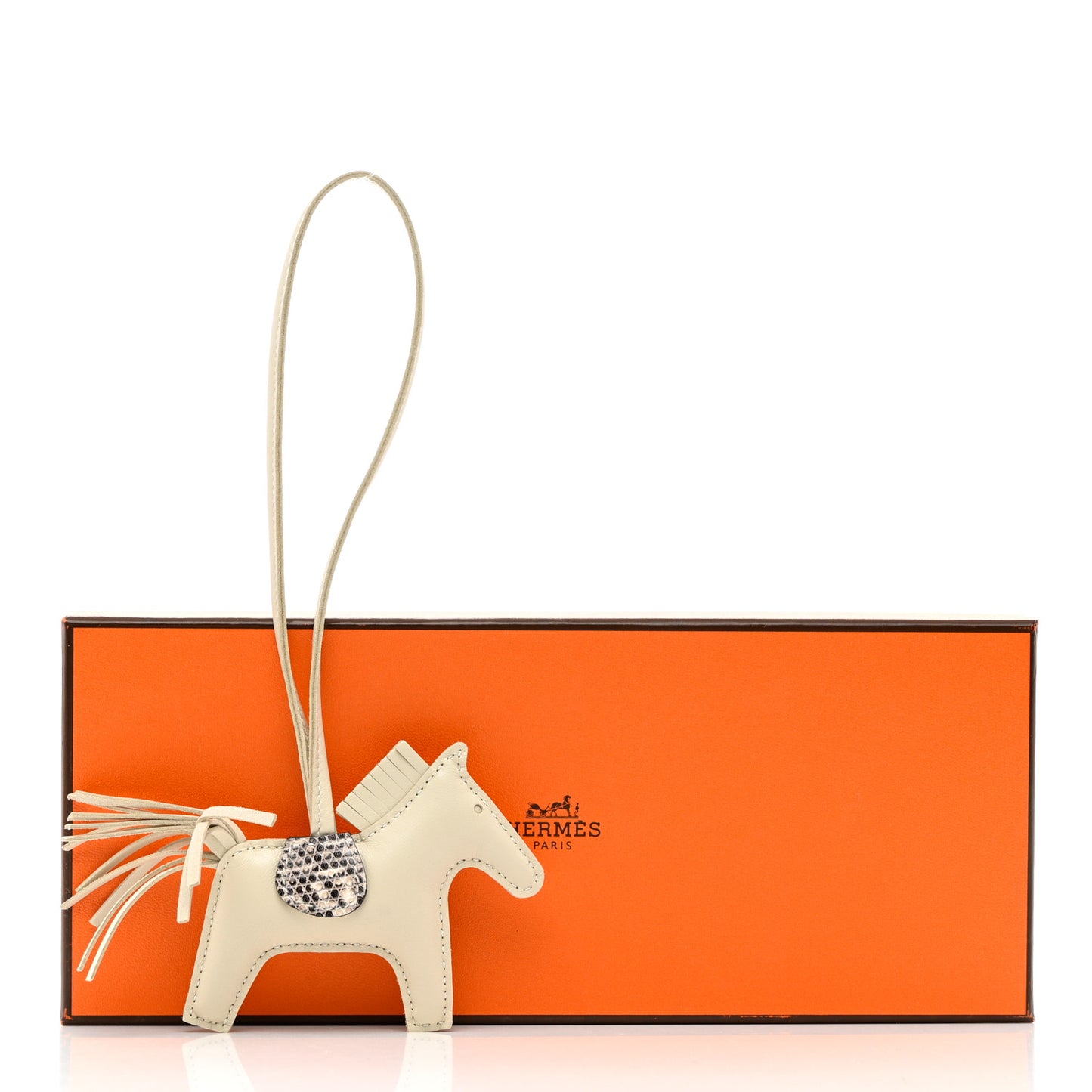 Milo Lambskin Lizard Touch Grigri Rodeo Horse Bag Charm PM Craie Ombre