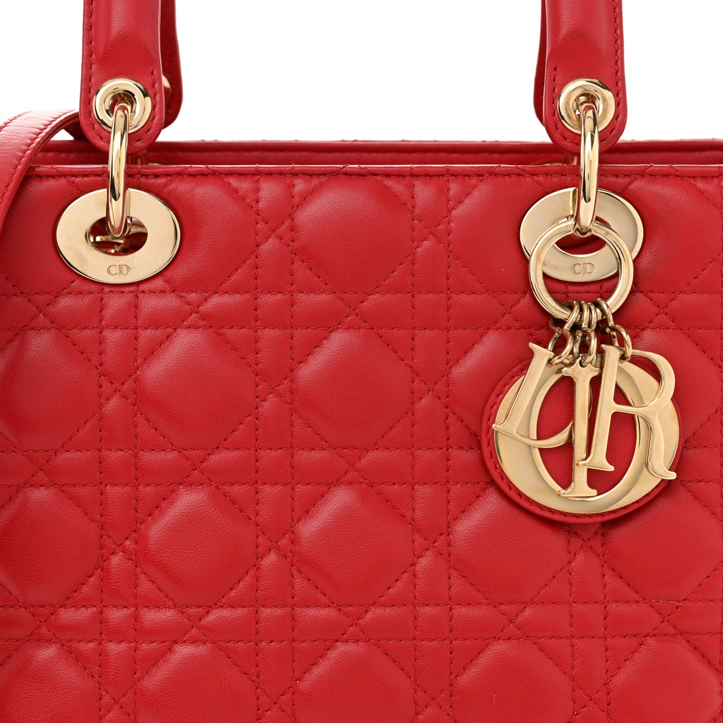 Lambskin Cannage Medium Lady Dior Red