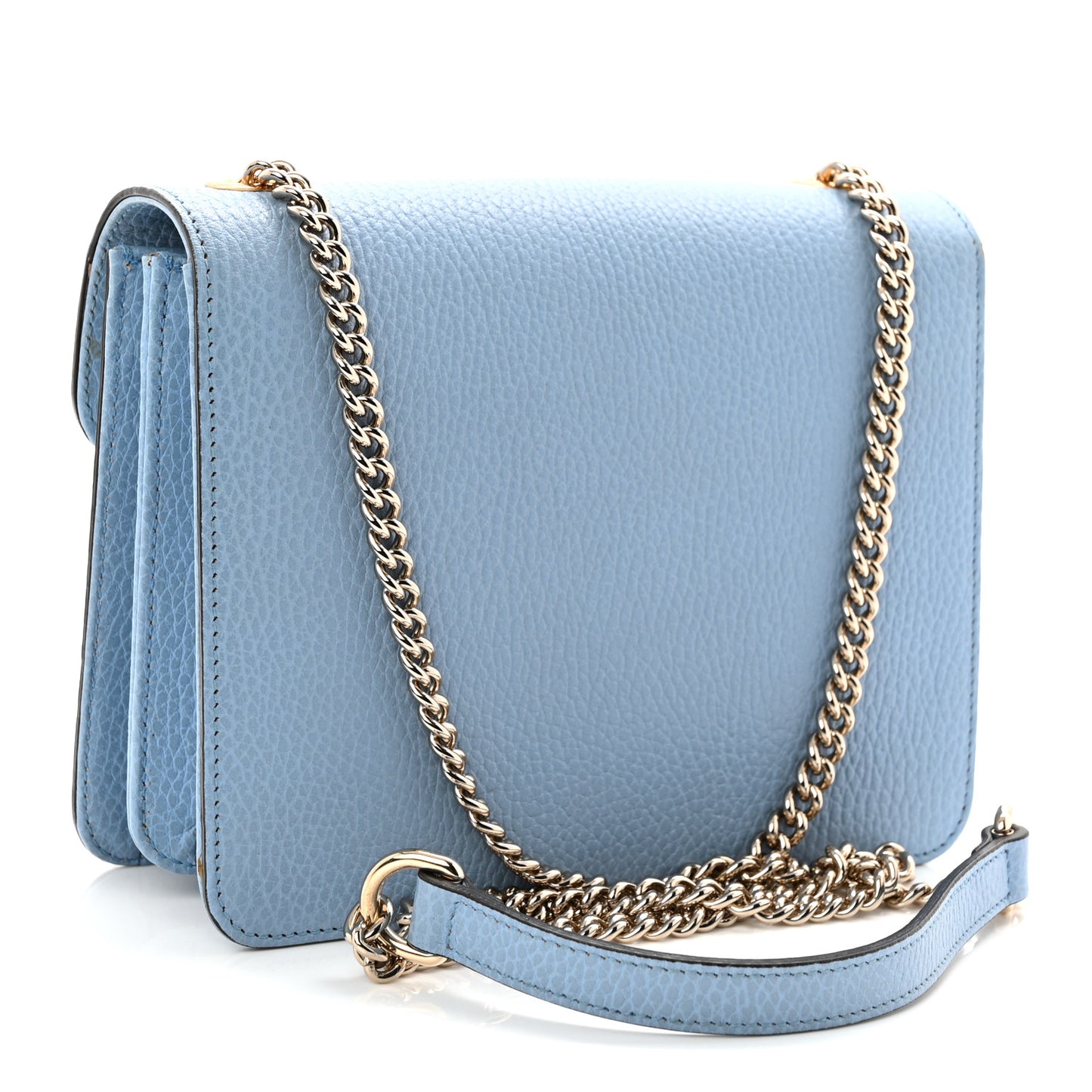 Dollar Calfskin Small Interlocking G Shoulder Bag Mineral Blue