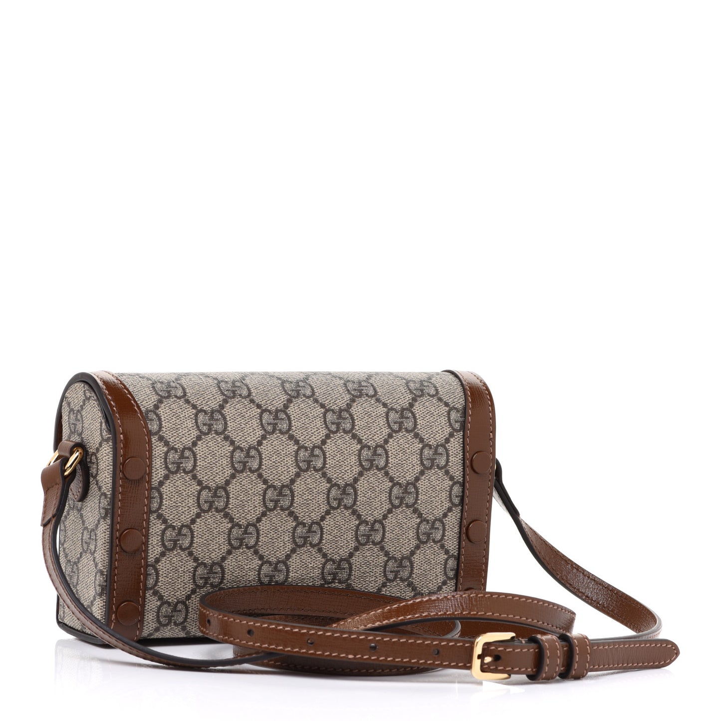 GG Supreme Monogram Mini Horsebit 1955 Shoulder Bag Beige Brown Sugar