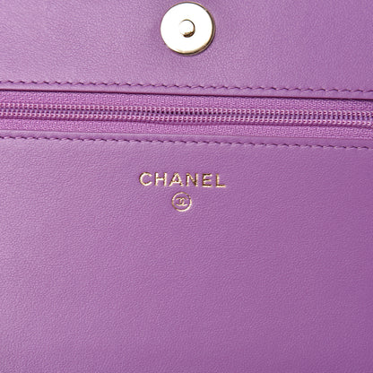 Chanel Caviar Quilted Boy Wallet On Chain WOC Purple 6 of 12