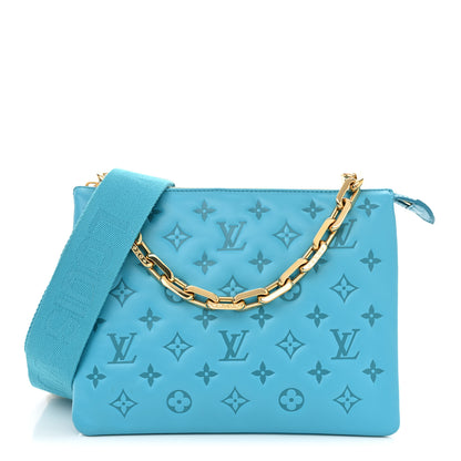 Louis Vuitton Lambskin Embossed Monogram Coussin PM Turquoise 1 of 10