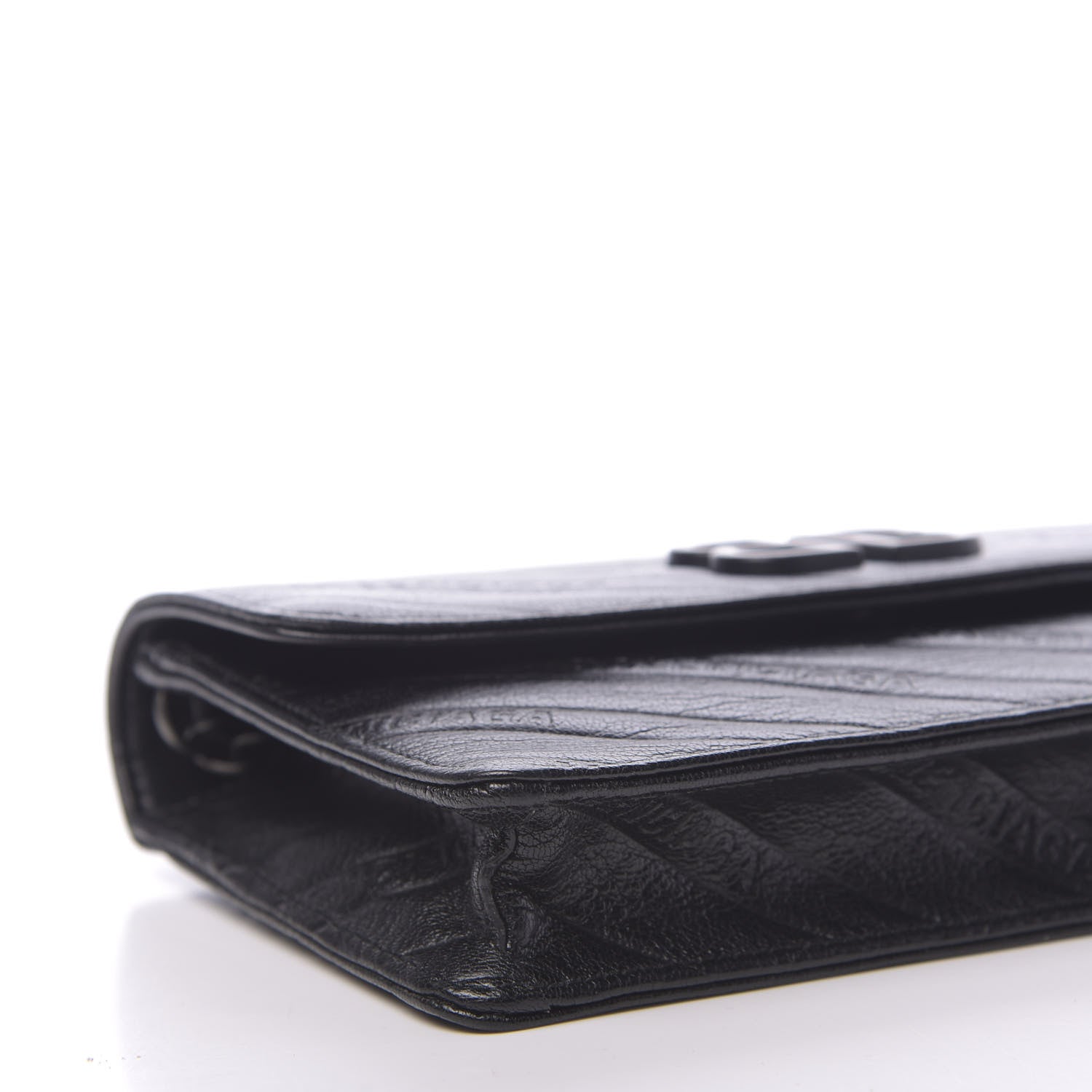 Balenciaga Shiny Goatskin Logo Embossed Monochrome BB Wallet On Chain Black 7 of 9