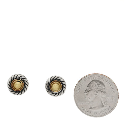 David Yurman Sterling Silver 14K Yellow Gold Cookie Earrings 2 of 4