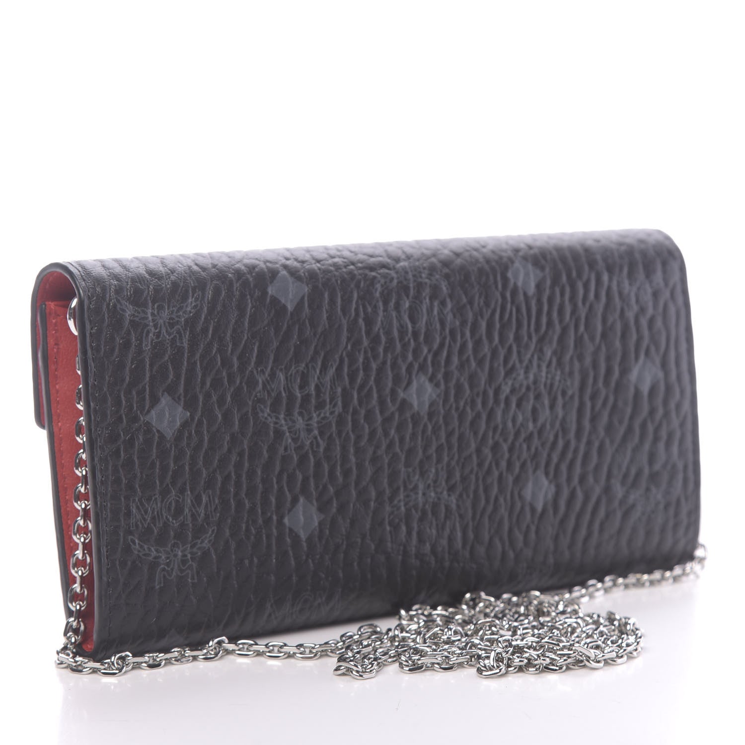MCM Visetos Large Patricia Wallet On Chain Black Red 2 of 9