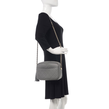 Chanel Iridescent Caviar Flat Quilted Small Coco Tassel Camera Case Grey 2 of 10