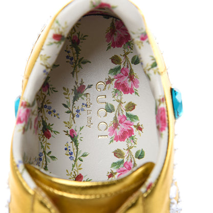 Gucci Metallic Nappa Crystal Web Womens Ace Sneakers 39 Oro Vecchio 5 of 10