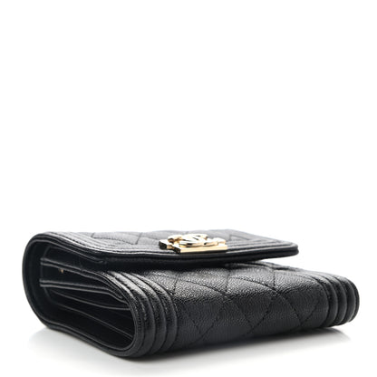 Chanel Caviar Quilted Compact Boy Wallet Black 4 of 8