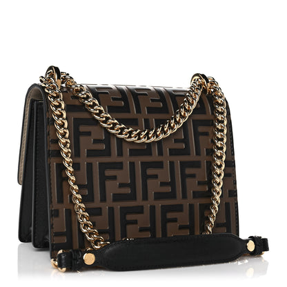 Fendi Vitello Liberty Bi-Color FF 1974 Embossed Small Kan U Shoulder Bag Maya Black 3 of 12