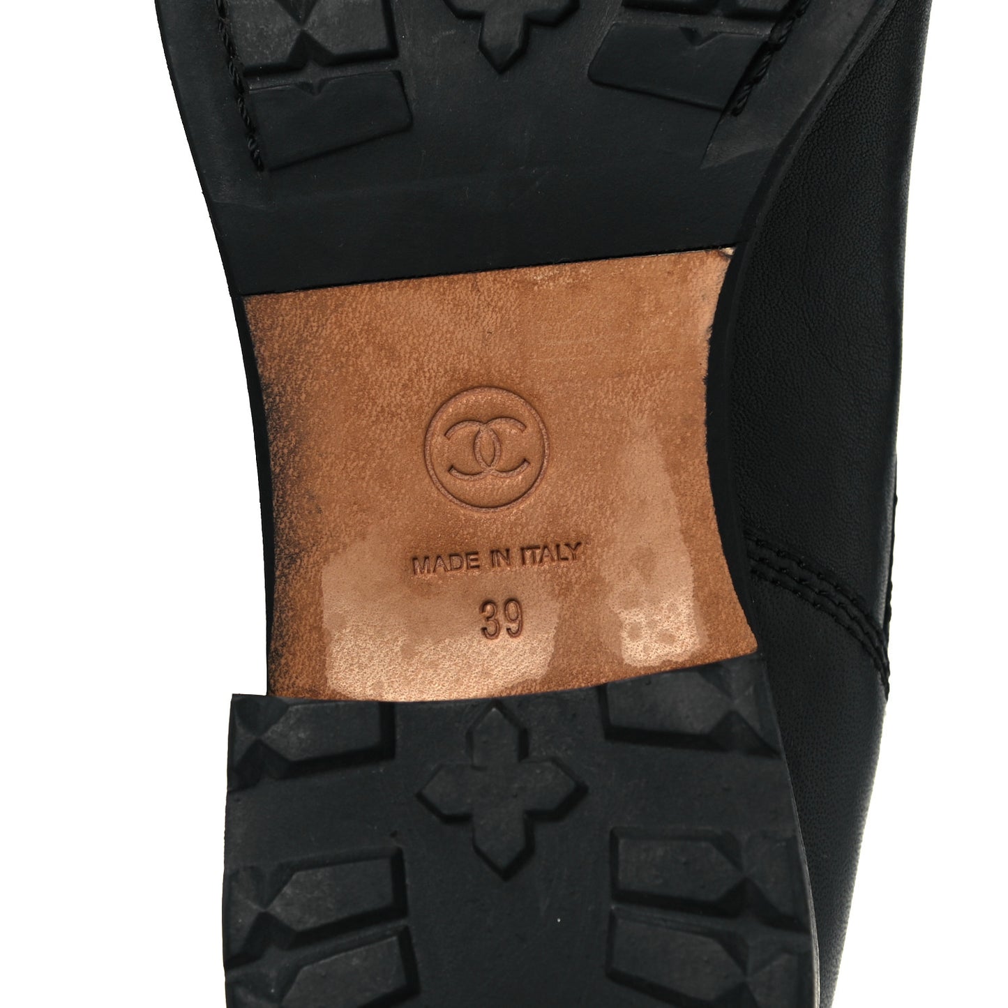 Calfskin Quilted Lace Up Combat Boots 39 Black