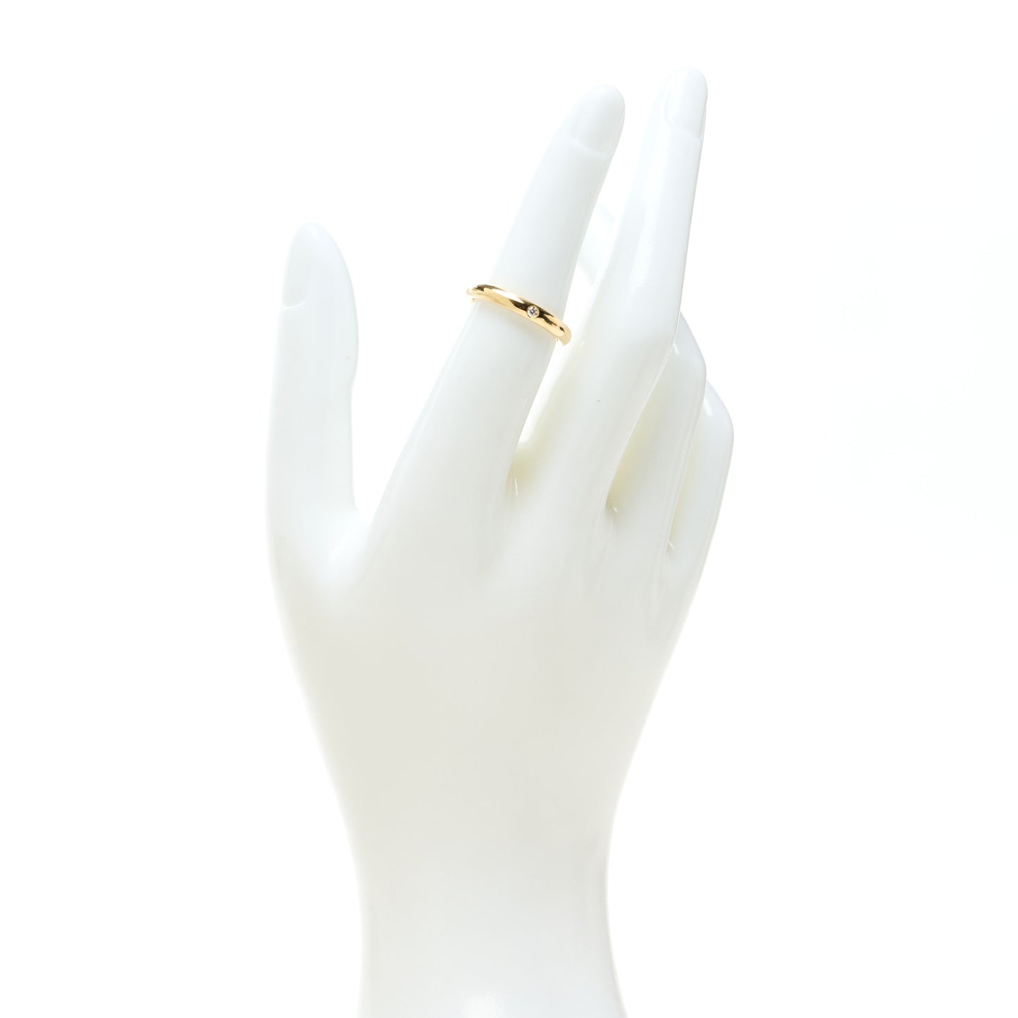 18K Yellow Gold Diamond 3mm Elsa Peretti Band Ring 50 5.5